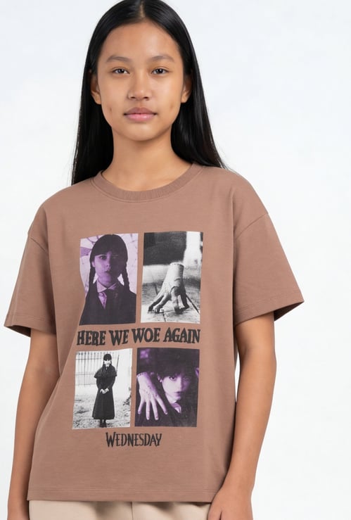 Girls Wednesday Print Oversized T-shirt
