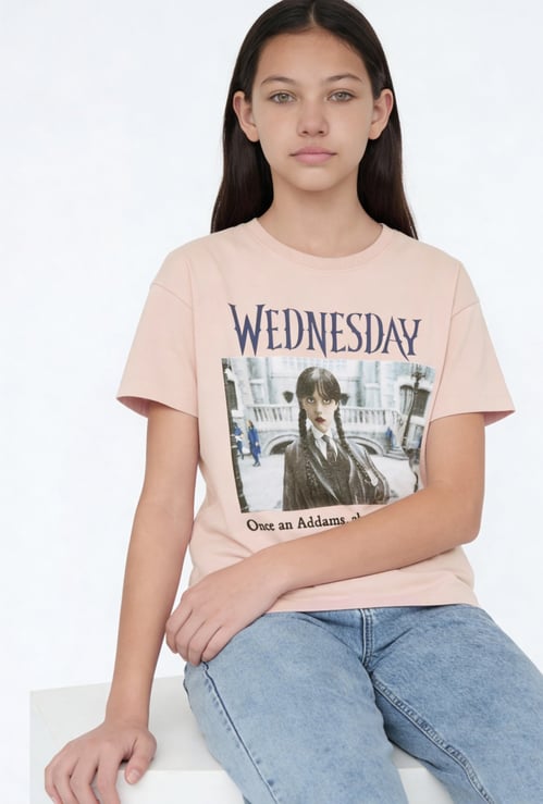 Girls Oversized Wednesday Print T-shirt