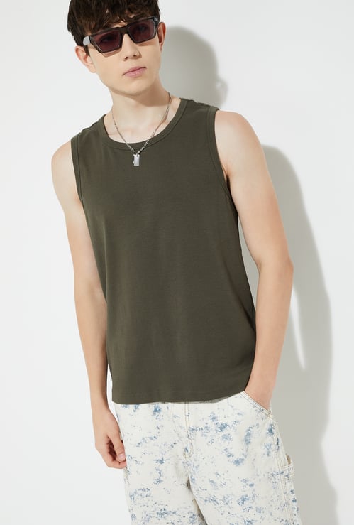 URB_N Men Oversized Ribbed Sleeveless T-shirt
