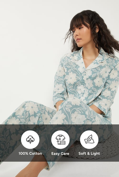 Women Pure Cotton Floral Printed PJ Set
