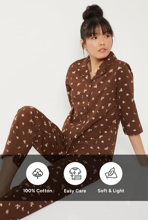 Women Pure Cotton Floral Printed PJ Set