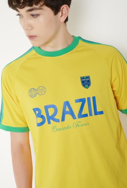Men Brazil Print Sports T-shirt