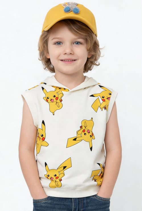 Boys Pikachu Printed Hooded T-shirt
