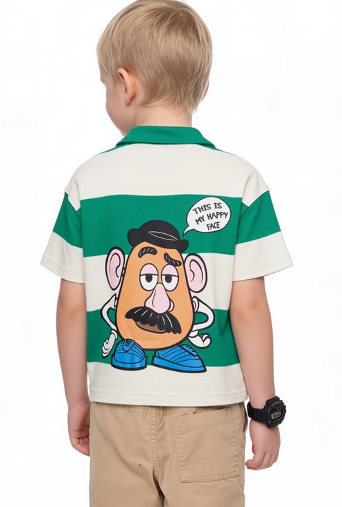 Boys Striped Mr. Potato Head Polo T-shirt