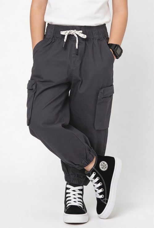 Boys Solid Cargo Joggers
