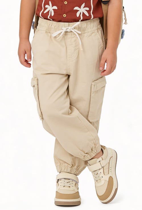Boys Solid Cargo Joggers