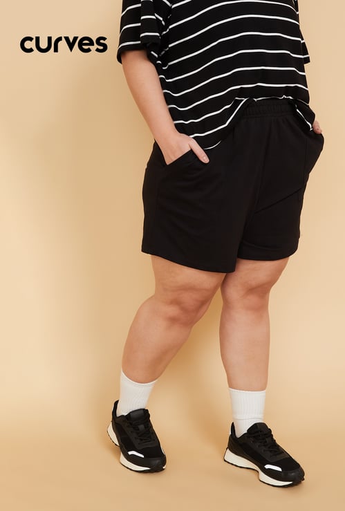 Women Solid Sports Shorts