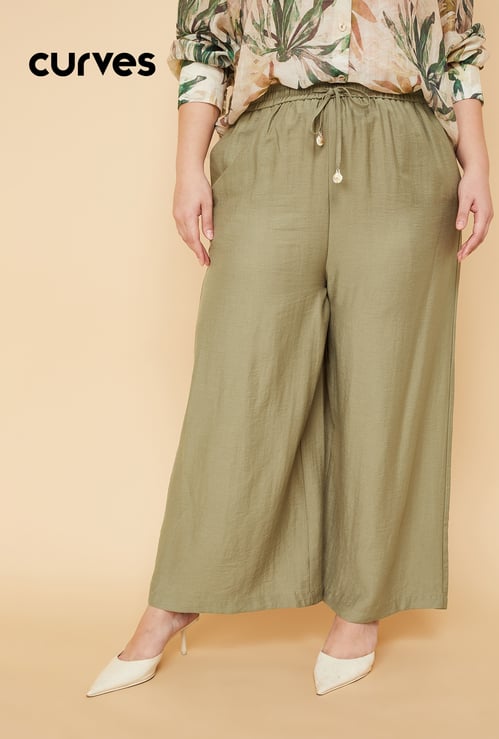 Women Solid Wide Leg Palazzos
