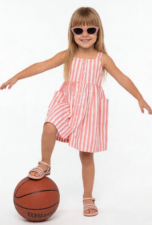 Girls Striped A-Line Dress