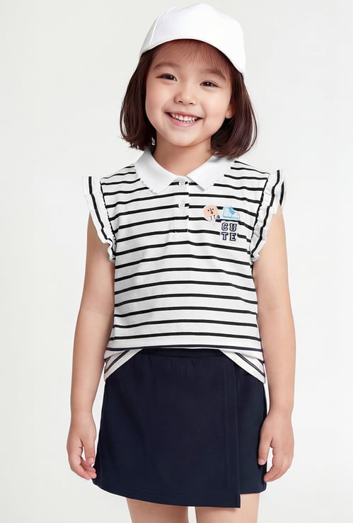 Girls Striped T-shirt and Skort Set