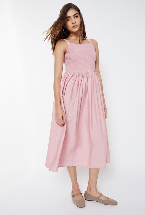 Women Smocked A-line Dress