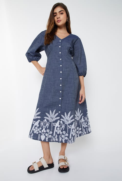 Women Embroidered A-line Dress