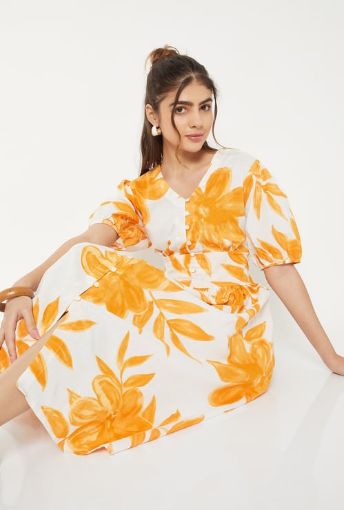 Women Floral Print Midi Dress