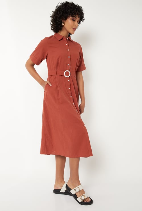 Women Solid Shirt Dress
