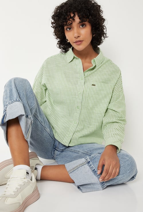 Women Striped Oversized Shirt