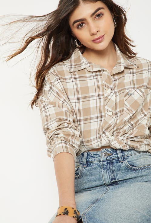 Women Checked Oversized Shirt