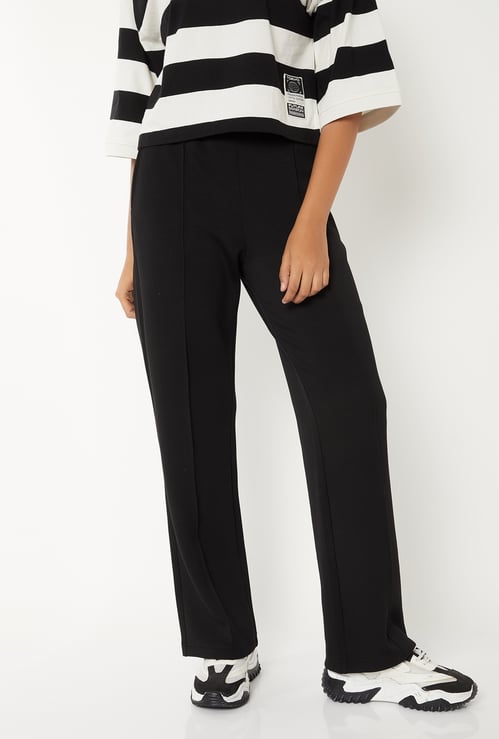 Women Pintuck Wide-Leg Track Pants