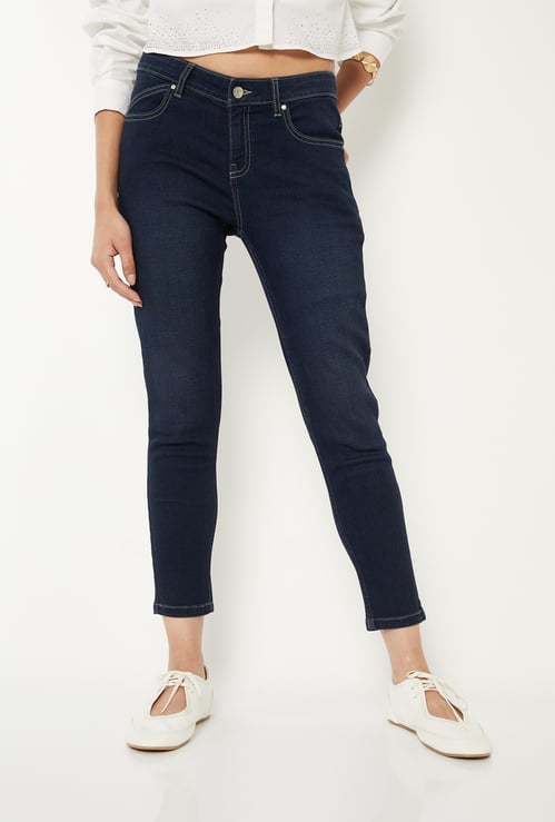 Women Solid Ankle Grazer Jeans
