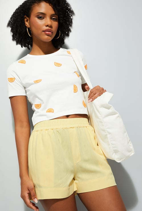 Women Solid Elasticated Shorts