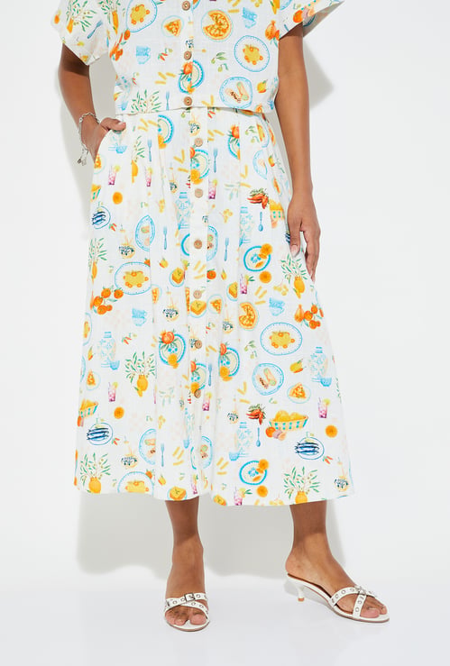URB_N Women Printed Midi Skirt