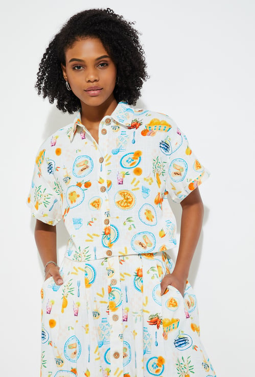 URB_N Women Printed Boxy Fit Shirt