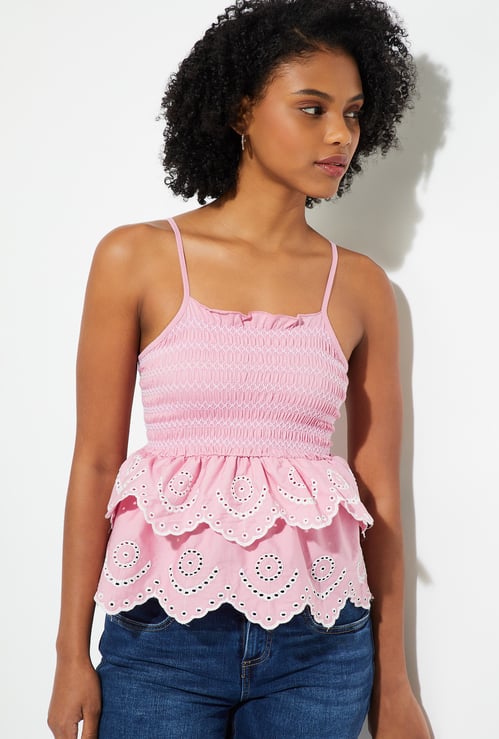 URB_N Women Schiffli Peplum Top