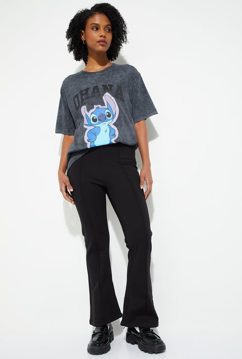 Women Solid Kick Flare Trousers