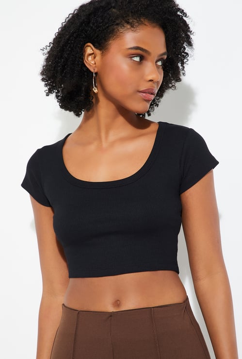 URB_N Women Ribbed Crop T-shirt