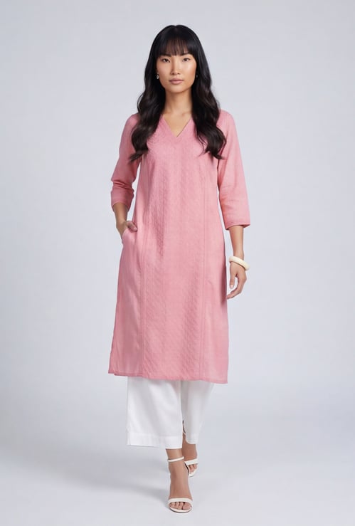 Women Embroidered Straight Kurta