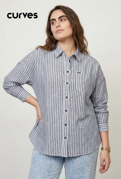 Women Striped Oversized Shirt