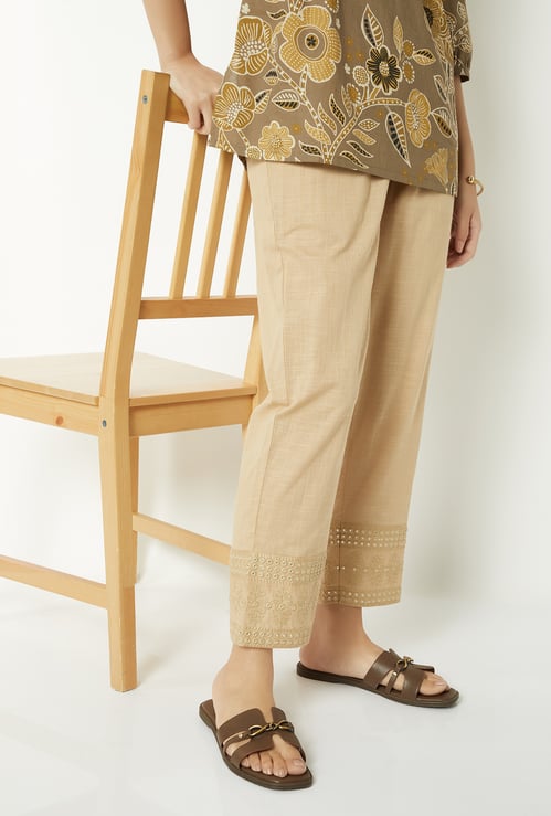 Women Mirror Work Straight Pants