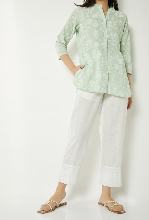 Women Mirror Work Straight Pants