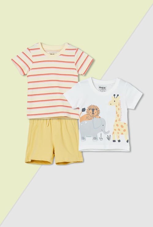 Boys Printed T-shirts and Shorts Set - Pack of 3