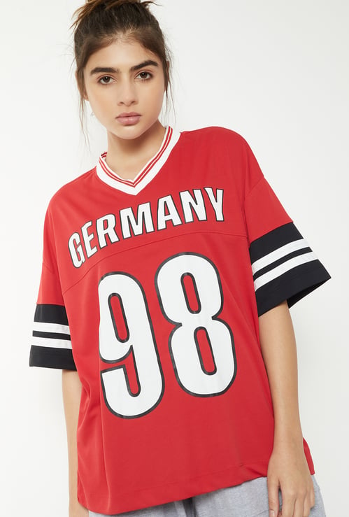 Women Printed Oversized Sports T-shirt
