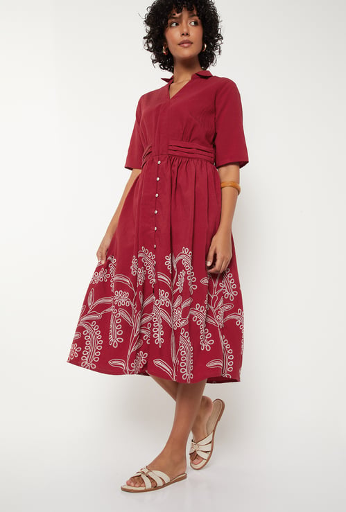 Women Embroidered Midi Dress