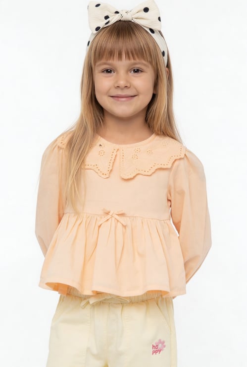 Girls Embroidered Peplum Top