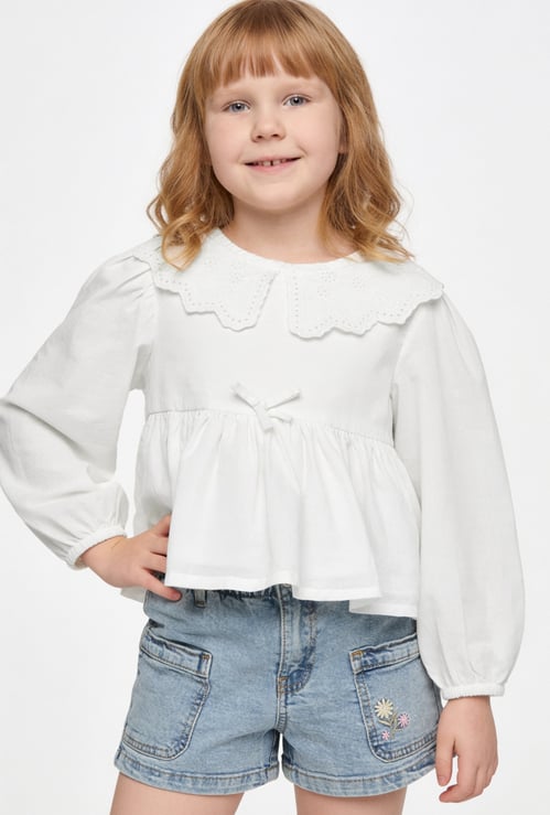 Girls Embroidered Peplum Top