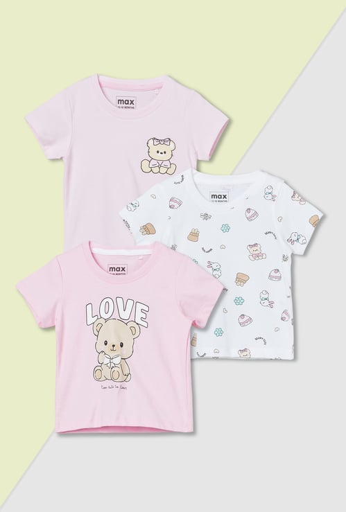 Girls Printed T-shirts - Pack of 3