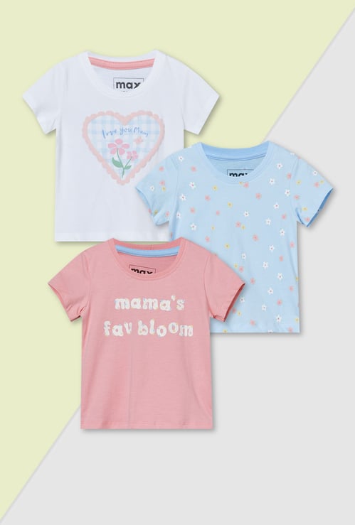 Girls Printed T-shirts - Pack of 3