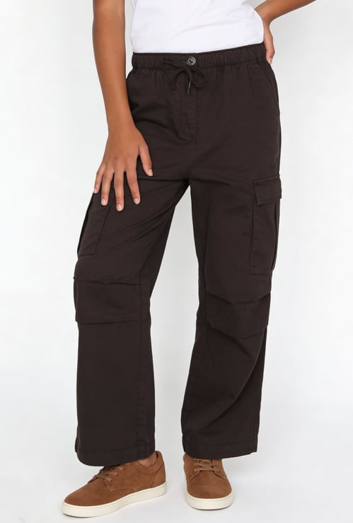 Girls Solid Parachute Cargos
