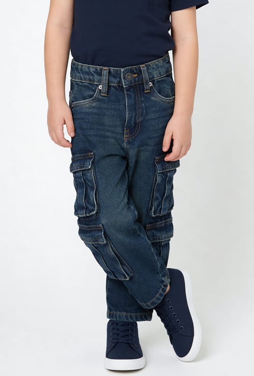 Boys Solid Cargo Jeans