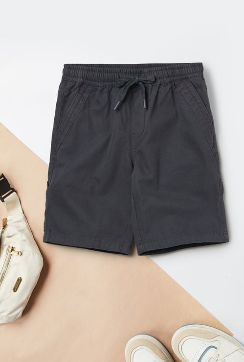Boys Solid Cargo Shorts