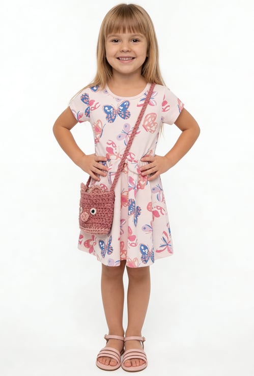 Girls Butterfly Printed Dress