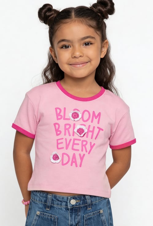 Girls Crochet Applique T-shirt