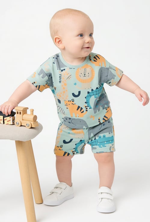 Boys Animal Printed Shorts Set