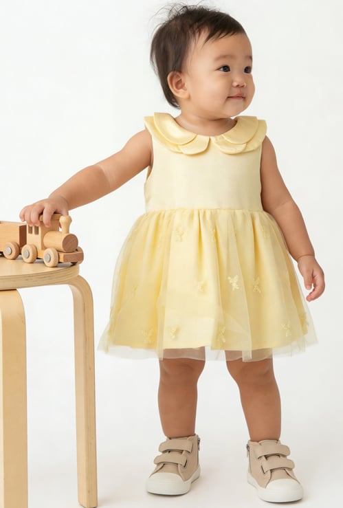 Girls Embroidered Tulle Dress with Headband