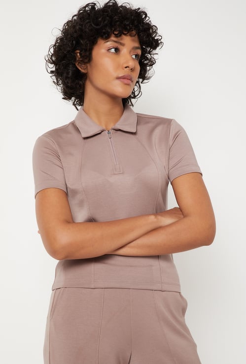 Women Solid Sports Polo T-shirt