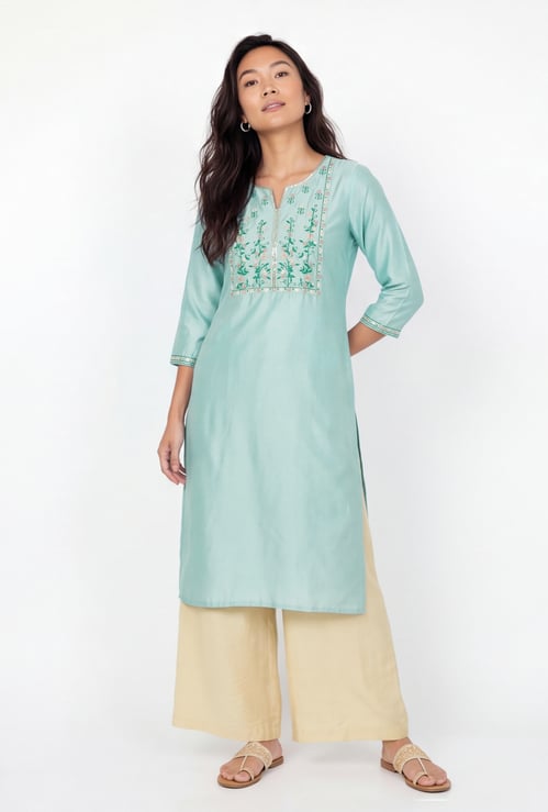 Women Embroidered Straight Kurta