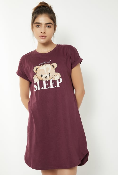 Women Teddy Printed Nightdress