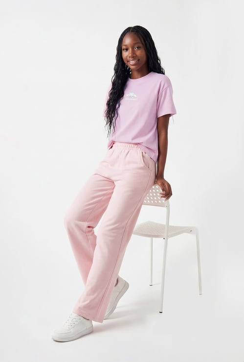 Girls Knit Wide Leg Track Pants
